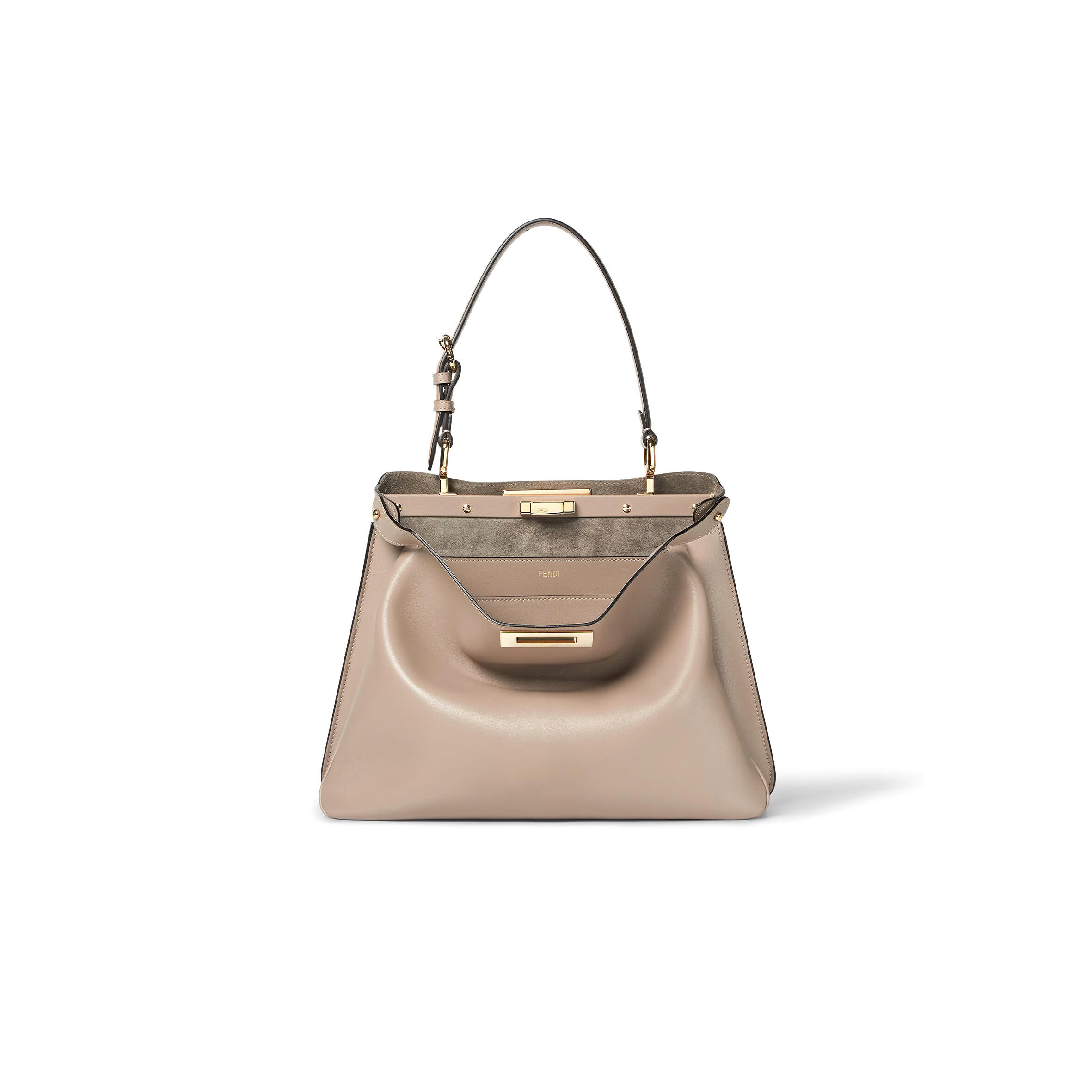 FENDI PEEKABOO SOFT MEDIUM DOVE GREY LEATHER BAG 8BN353AOVHF0E65 (33*25.5*10cm)